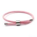 Bracelet en corde tressée rose avec fermoir réglable en acier titane pour femme - Rose