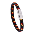 Stylish woven leather rope bracelet with black red yellow fibers and magnetic buckle - Black Camouflage Leather Cord
