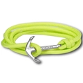 Dettaglio del bracciale in corda nautica verde neon con chiusura ad ancora e incisione Vikings - Verde Fluorescente