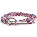 Pulsera de cuerda trenzada de varias vueltas roja blanca y azul con cierre de martillo - Estilo Envuelto Rojo/Blanco/Azul (SCT-11)