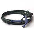 Bracciale in pelle verde scuro a doppio strato fatto a mano con chiusura ad ancora blu - Verde