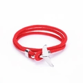 Pulsera multicapa de cuerda trenzada roja con cierre de ancla de cola de ballena - Rojo