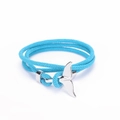 Bracciale nautico intrecciato blu cielo con chiusura ad ancora a coda di balena - Celeste