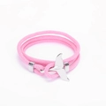 Bracciale in corda intrecciata rosa con gancio in metallo argento a coda di balena - Rosa