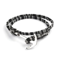 Bracciale nautico doppio giro a righe bianche e nere con chiusura ad ancora in argento - Camuffamento nero