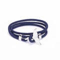 Bracciale a tre strati in corda intrecciata blu navy con chiusura balena argento - Blu Marino