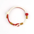 Handmade woven couple bracelet in red and cream with elegant gold thread knot details - Red And White (Women 3mm)