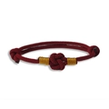 Handcrafted burgundy braided rope couple bracelet with gold silk thread knots - Burgundy