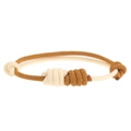 Verstellbares, minimalistisches zweifarbiges Webarmband mit handgefertigtem Knoten - Modell D Ingwer + Creme