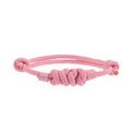 Detailansicht des rosa Vajra-Knoten-Armbands mit verstellbarer handgefertigter Webstruktur - Stil C Rosa
