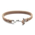 Bracelet ancre nautique artisanal avec cordon tressé beige et boucle en acier - Kaki