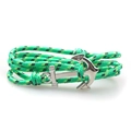 Bracelet ancre fait main en paracorde verte et noire avec fermoir argenté brillant - Mélange Vert Noir Jaune (SC-05)
