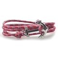 Bracelet corde nautique tressé rouge, bleu et blanc avec boucle ancre argentée - Mélange Rouge Bleu Blanc (SC-09)
