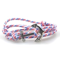 Bracelet nautique tressé rouge blanc bleu avec fermoir ancre argenté fait main - Corde Fine Rouge Blanc Bleu (SC-11)