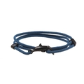 Dettaglio del bracciale in corda intrecciata blu scuro con chiusura in metallo a forma di delfino - Cordino Blu-Verde Delfino Nero