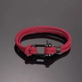 Bracciale minimalista in corda intrecciata bordeaux con fibbia in acciaio nero - Borgogna