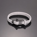 Bracciale minimalista in acciaio nero con corda nautica intrecciata grigia e grillo - grigio-argento