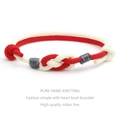 Handmade couple bracelets with red and white heart-shaped knot in woven Milan cord - Red & Cream White