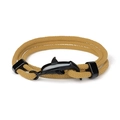 Close-up of yellow braided rope bracelet featuring a black dolphin-shaped metal clasp - Ginger Yellow Cord Black Dolphin