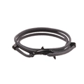 Detail of grey triple-wrap braided rope bracelet featuring a matte black dolphin clasp - Grey Cord Black Dolphin