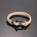 Geflochtenes Nylon-Strandarmband mit schwarzem Edelstahl-U-Verschluss für Herren - Khaki