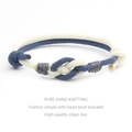 Detail of blue and white hand-woven concentric knot bracelet with high-quality cord - Light Blue And Beige