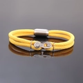 Bracelet de sport tressé jaune vif avec maillon en acier inoxydable et fermoir magnétique - 23cm / Jaune 120