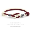 Handmade woven heart knot couple bracelets in red and white Milan cord for gift - Burgundy And Beige