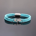 Détail du bracelet de sport tressé bleu ciel avec maillon de chaîne de vélo et boucle magnétique - 23cm / Bleu Ciel 109