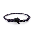 Bracelet nautique réglable en corde rouge blanc bleu avec pendentif requin-baleine - Corde Camo Bleu Blanc Rouge Baleine Noire