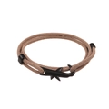 Dettaglio del bracciale in corda marrone con chiusura in metallo nero a forma di squalo - Cordino Cachi Squalo Nero