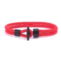 Rotes geflochtenes Armband mit schwarzem T-Verschluss im minimalistischen nautischen Stil - Rot