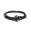 Dettaglio del ciondolo a forma di polpo nero in metallo su bracciale in corda intrecciata - Cordino Nero Polpo Nero