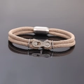 Détail du bracelet double tour en corde tressée kaki avec fermoir chaîne industrielle - 23cm / Khaki 129