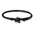 Bracciale minimalista con squalo balena in cordino di Milano nero, serie oceano - Corda Nera Balena Nera