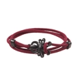 Macro della fibbia metallica a polpo e del cordino intrecciato bordeaux su questo bracciale - Cordino Rosso Vino Polpo Nero