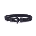Nahaufnahme von schwarzem geflochtenem Armband mit mattem Metall T-Verschluss für Damen - Schwarz