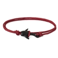 Bracelet tressé rouge minimaliste avec pendentif requin-baleine noir détaillé pour amoureux - Corde Bordeaux Baleine Noire