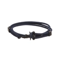 Close-up of deep blue braided rope bracelet with a black metal shark pendant detail - Black Cord Black Whale Shark