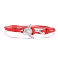 Bracelet tressé rouge fait main avec pendentif requin-baleine argenté pour couples - Corde Rouge Baleine Argent