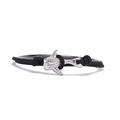 Bracciale nautico in corda nera intrecciata con ciondolo squalo balena in argento lucido - Corda Nera Balena d'Argento
