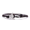 Bracelet tressé avec pendentif requin et cordon rouge et noir pour hommes et femmes - Corde Camouflage Noir Rouge Baleine Argent