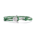 Dettaglio del bracciale in corda intrecciata multicolore con ciondolo marino argento - Corda Mimetica Ciano Nero Giallo Balena d'Argento