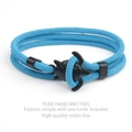 Sky blue handmade braided bracelet with a black sea turtle clasp closure - Lake Blue
