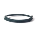 Detailed close-up of dark green braided rope bracelet with double silver metal buckles - Dark Green