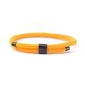 Adjustable bright orange woven milanese cord bracelet with black magnetic clasp for men and women - Yellow