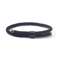 Adjustable black Milanese cord bracelet with gunmetal anchor square slider for men - Black
