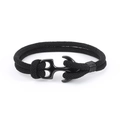Detailansicht eines schwarzen Ankerarmbands mit gewebter Paracord und mattem Finish - 23CM / Schwarz