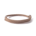Close-up of anchor rope bracelet with silver metal buckles and double woven cord - Khaki