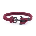 Bracelet ancre nautique bordeaux avec corde tressée et fermoir en métal noir - Bordeaux